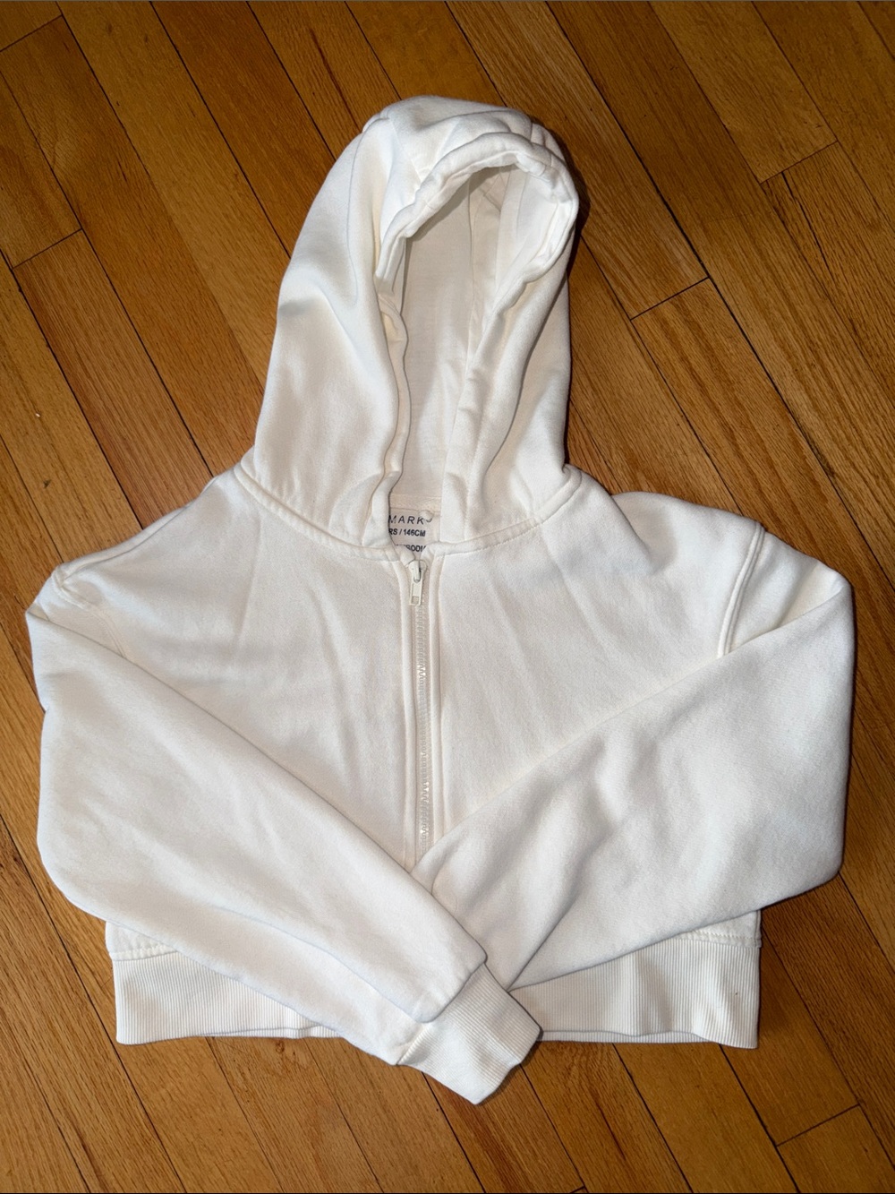 Primark White Cropped Zip-Up Hoodie